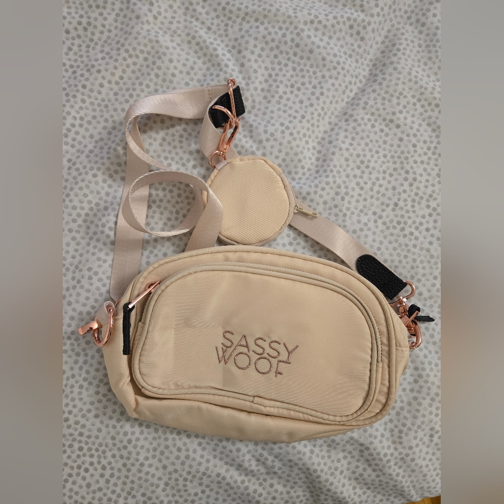 Sassy Woof Walk & Woof Crossbody Bag with Strap